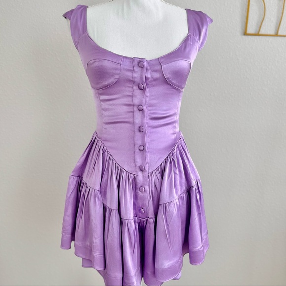 NWT Vanessa Mooney Elisabeth Romper in Lavender Satin (Size XS) - Picture 7 of 8